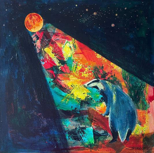 Under a Blood Red Moon - A Badger at Play
